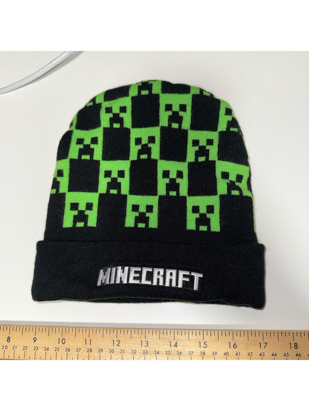Minecraft checkered beanie adult size